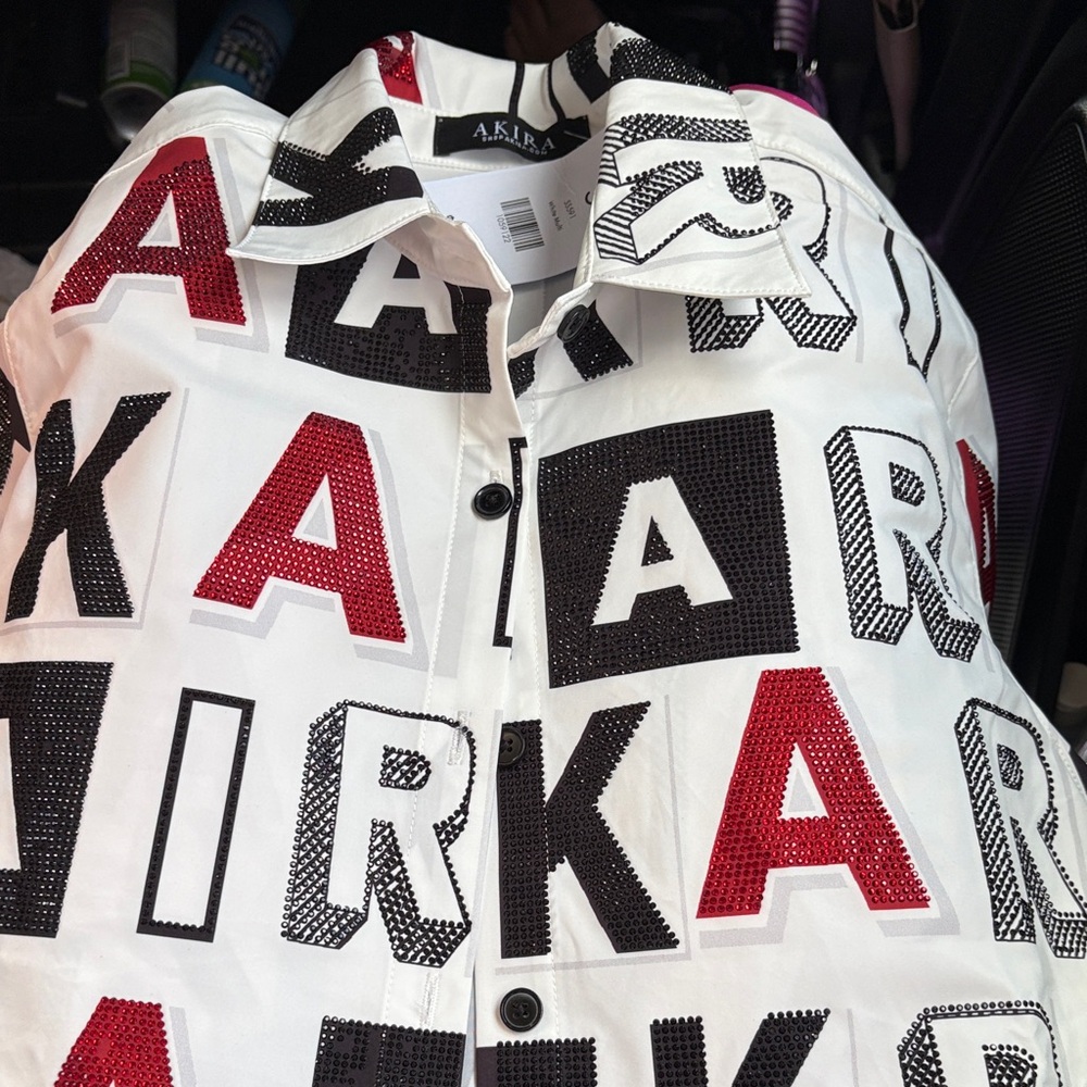AKIRA Red and Black Button Down Shirt